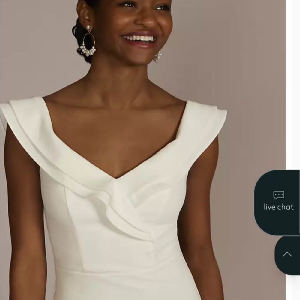 David's Bridal Classic White V-Neck Dress